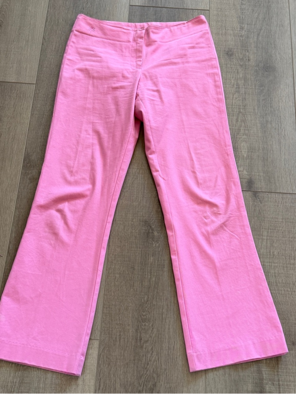 Lilly Pulitzer Pink Cotton Spandex Pants Women 2 Flat Front Straight Leg Palm - Picture 2 of 10